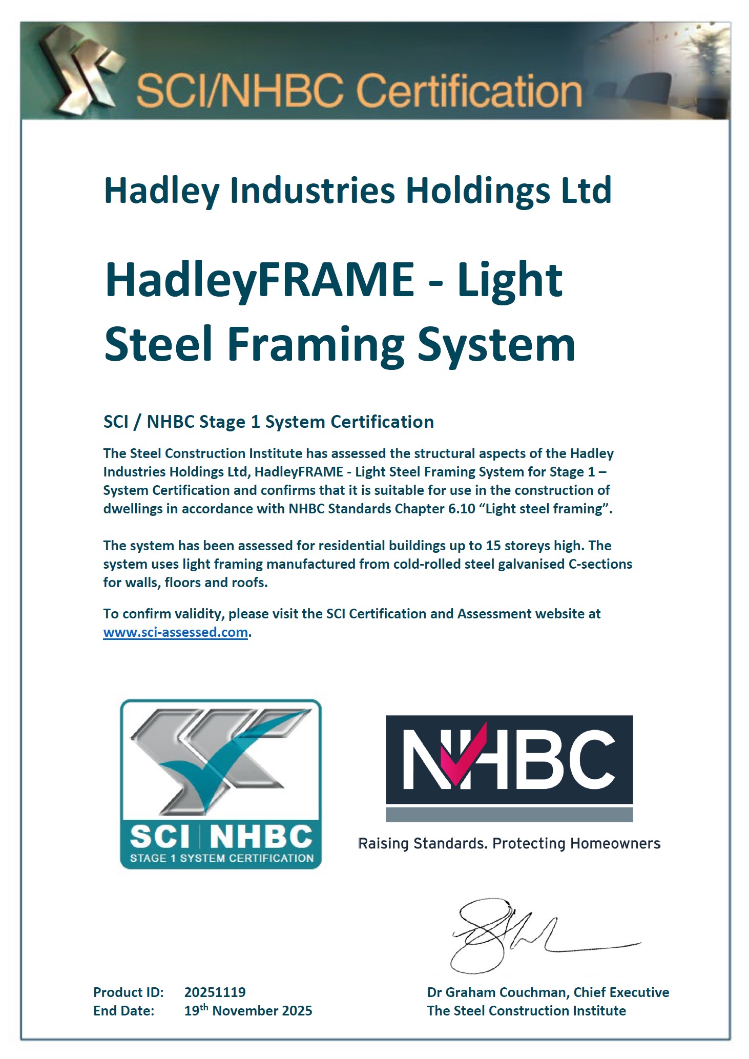 SCI NHBC Stage 1